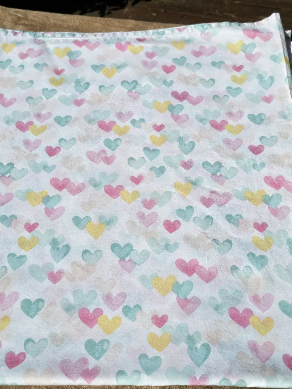 Pottery Barn Kids Heart Print Pastel Multi-Color Bedding Sheet. Full, Flat Sheet